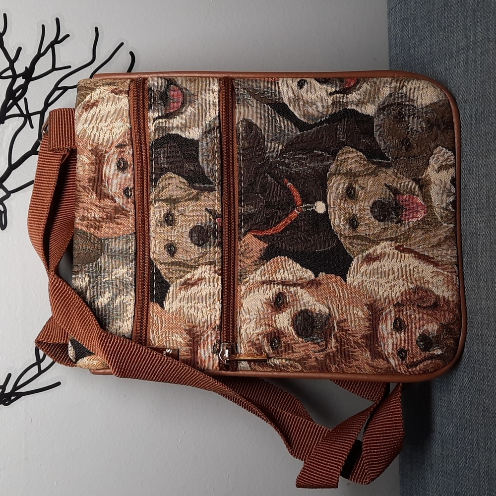Dog Dogs Tapestry Messenger Crossbody Purse Zipper Pockets